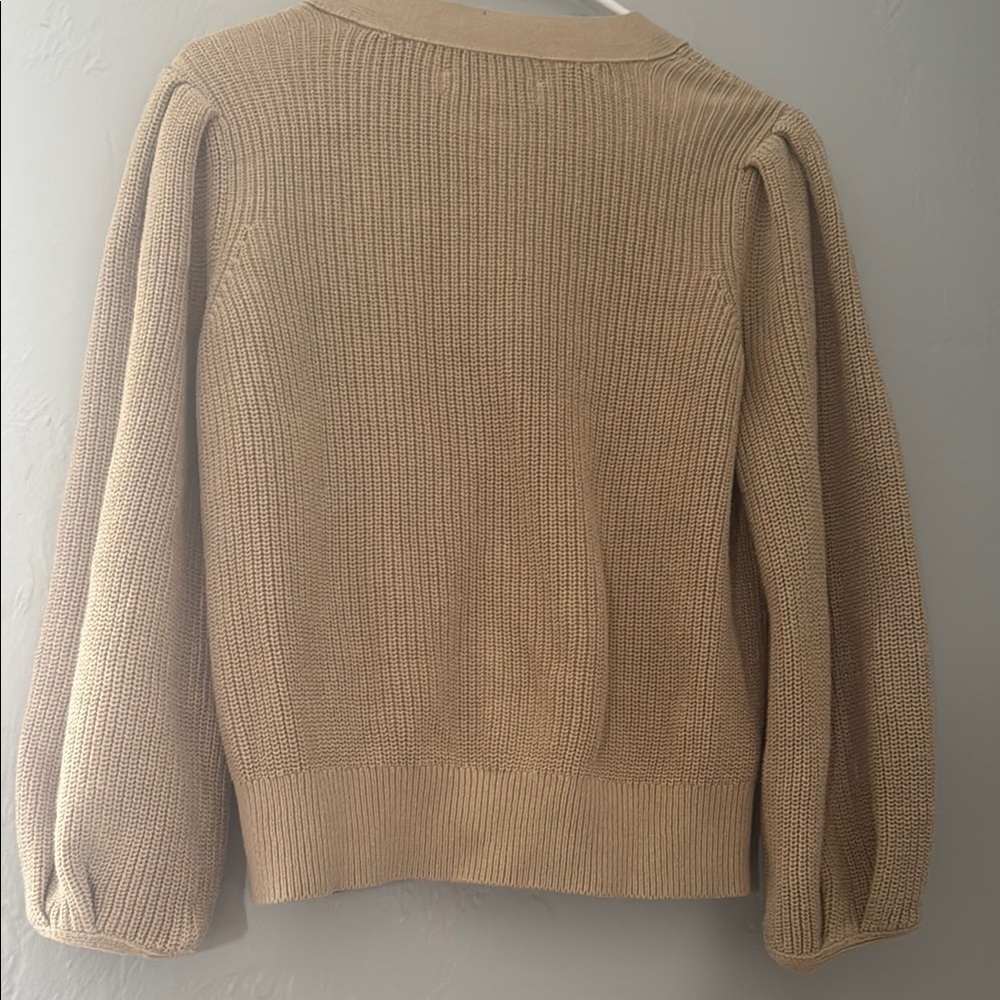 LOFT Cream Cardigan Sweater with Ribbed Knit 148 - Picture 6 of 6
